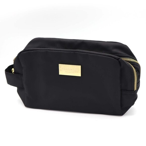 CHANEL Handbags - CHANEL Cosmetic Bag Nylon Pouch Travel Bag Makeup Pouch Cosmetic Clutch Black